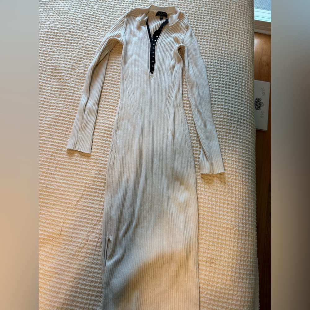 RIBBED NEUTRAL MID/BALLERINA LENGTH DRESS